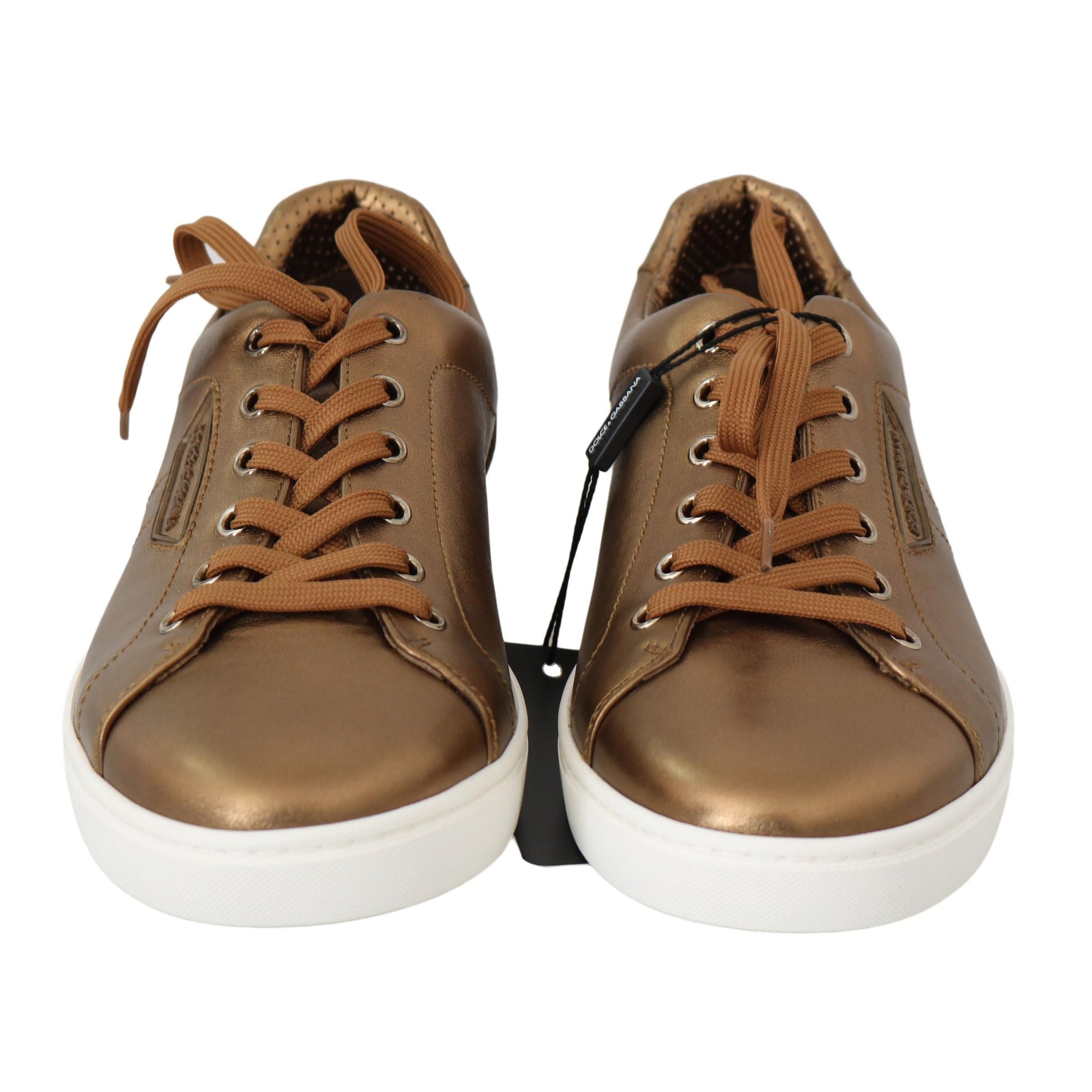 Dolce & Gabbana Golden Metallic Leather Sneakers
