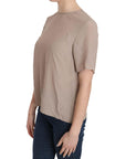 Dolce & Gabbana Elegant Beige Silk Blend Crew Neck Blouse