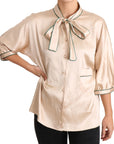 Dolce & Gabbana Elegant Beige Silk Blend Blouse Top