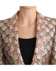 Dolce & Gabbana Glittering Gold Floral Sequined Blazer Jacket