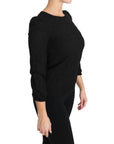 Dolce & Gabbana Elegant Black Floral Crewneck Blouse