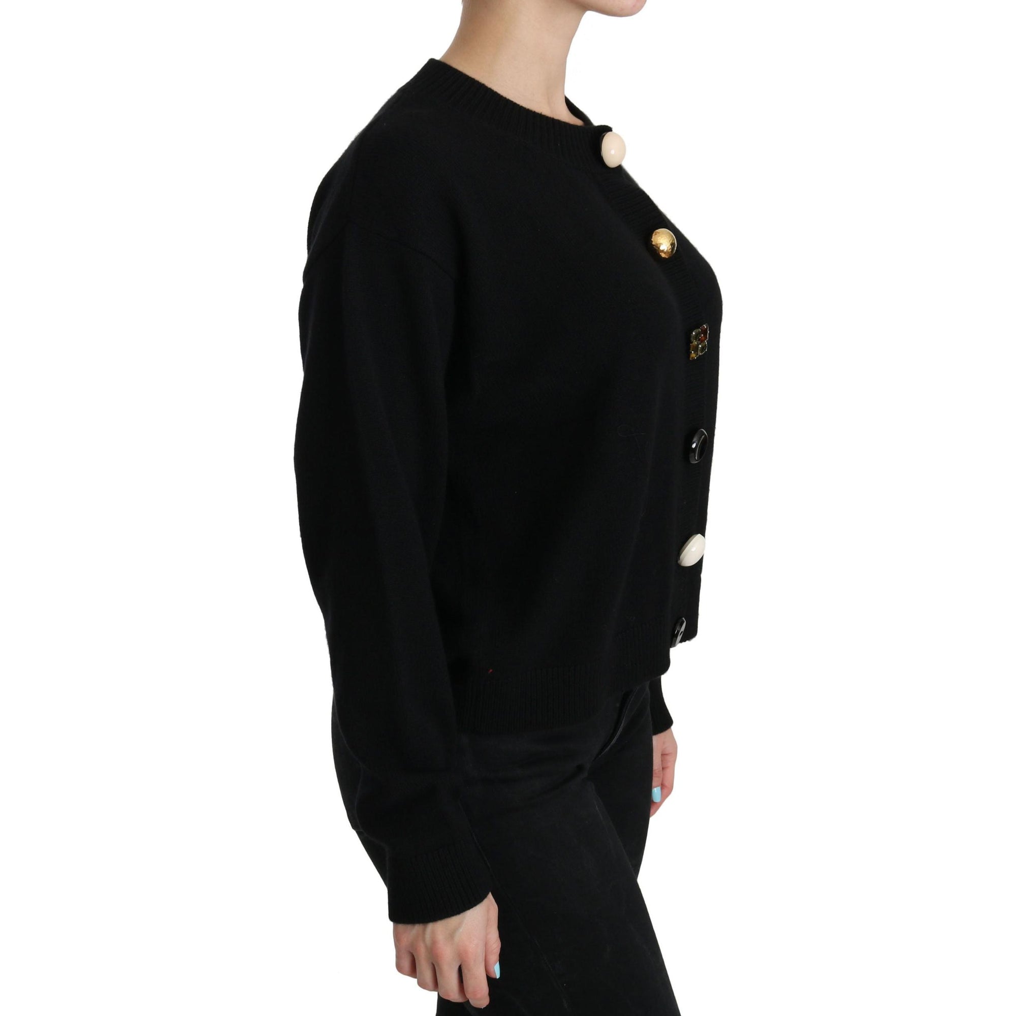 Dolce & Gabbana Elegant Black Cashmere Cardigan Top