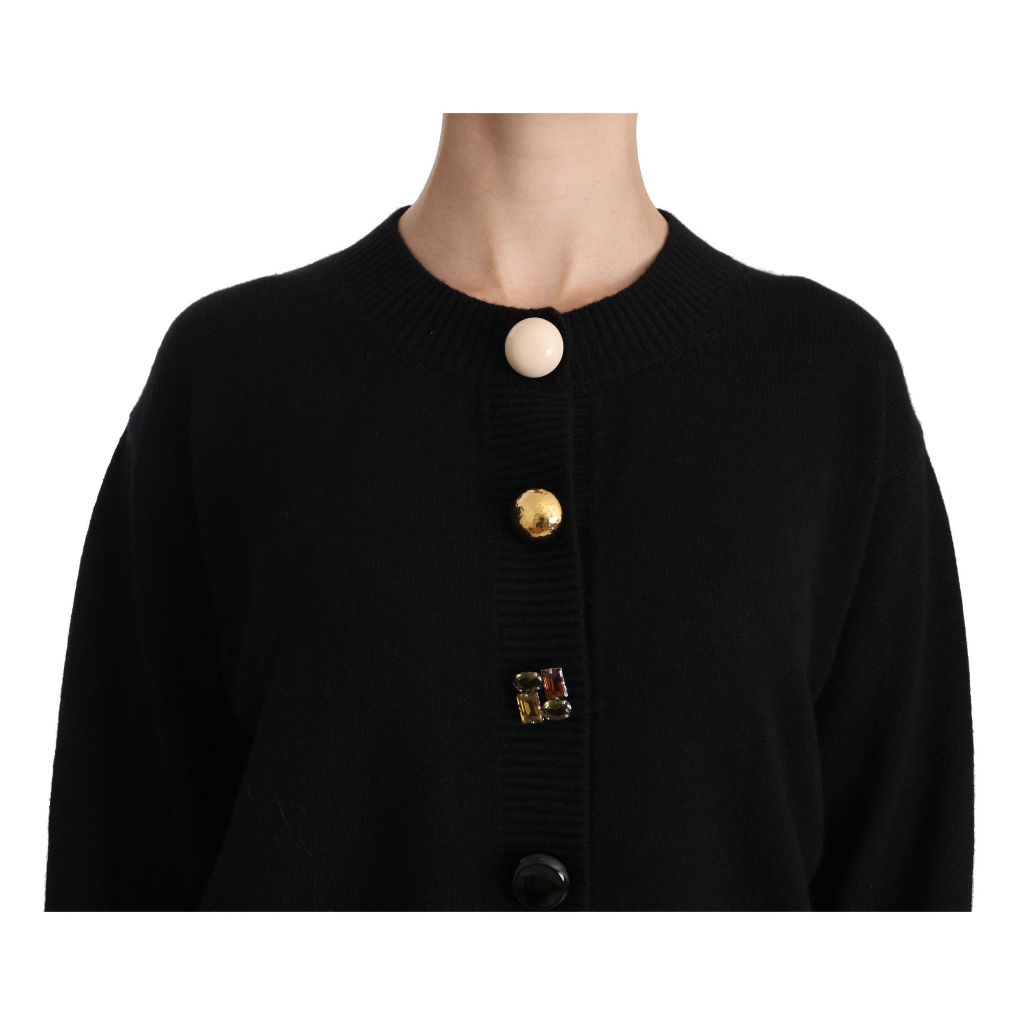Dolce & Gabbana Elegant Black Cashmere Cardigan Top