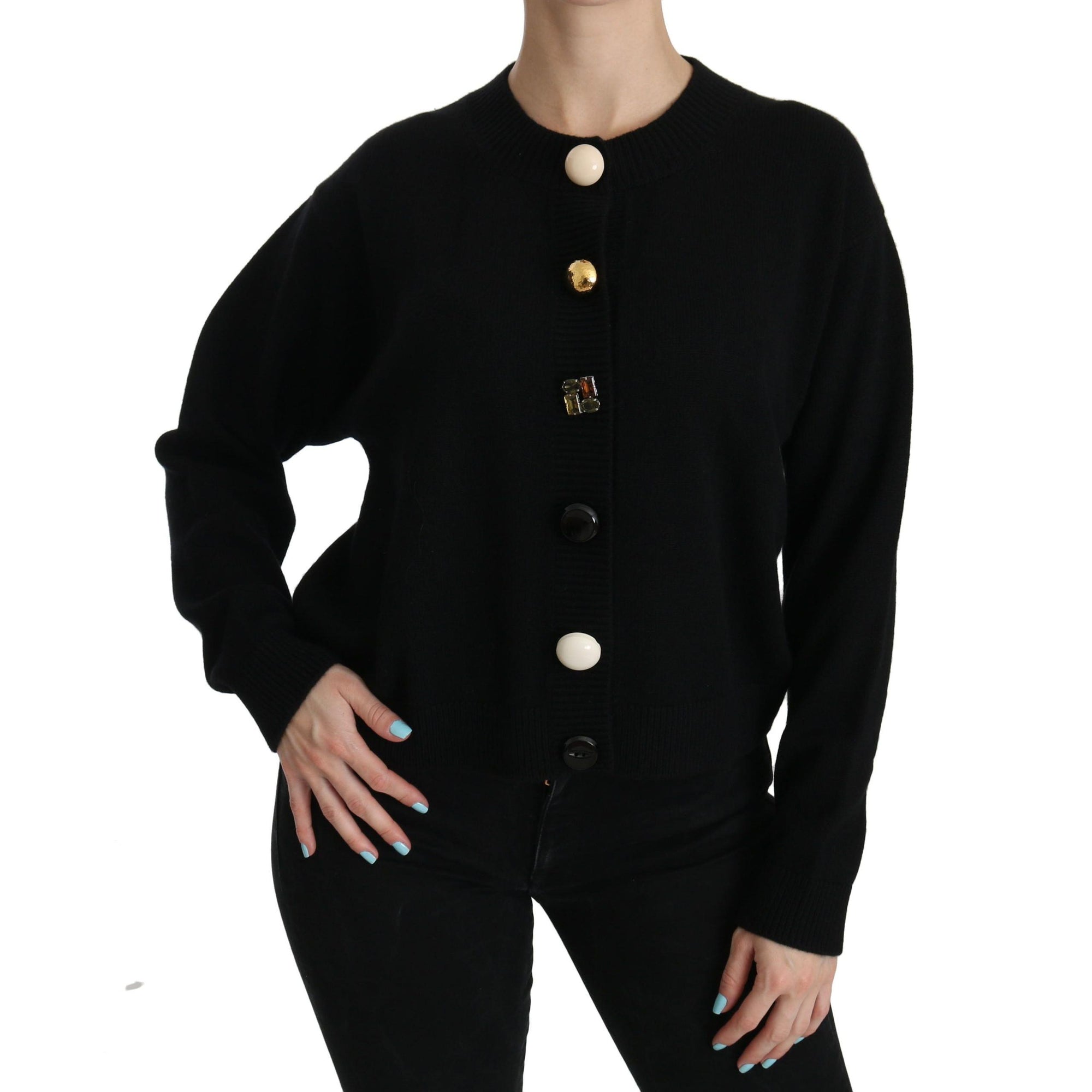 Dolce & Gabbana Elegant Black Cashmere Cardigan Top