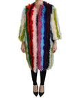 Dolce & Gabbana Elegant Multicolor Feather Long Coat Jacket
