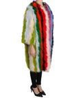 Dolce & Gabbana Elegant Multicolor Feather Long Coat Jacket
