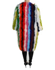Dolce & Gabbana Elegant Multicolor Feather Long Coat Jacket