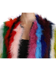 Dolce & Gabbana Elegant Multicolor Feather Long Coat Jacket