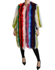 Dolce & Gabbana Elegant Multicolor Feather Long Coat Jacket