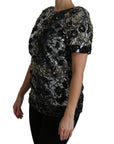 Dolce & Gabbana Sequined Crystal Embellished Crew Neck Top