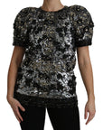 Dolce & Gabbana Sequined Crystal Embellished Crew Neck Top