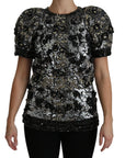 Dolce & Gabbana Sequined Crystal Embellished Crew Neck Top
