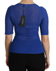 Dolce & Gabbana Elegant Blue Sheer Blouse
