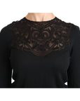 Dolce & Gabbana Elegant Silk-Blend Black Lace Blouse