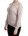 Dolce & Gabbana Silk Blend Pink Crew Neck Cardigan