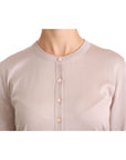 Dolce & Gabbana Silk Blend Pink Crew Neck Cardigan