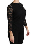 Dolce & Gabbana Elegant Black Lace Crew Neck Blouse
