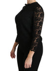 Dolce & Gabbana Elegant Black Lace Crew Neck Blouse