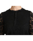 Dolce & Gabbana Elegant Black Lace Crew Neck Blouse