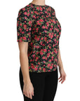 Dolce & Gabbana Elegant Black Floral Crew Neck Top