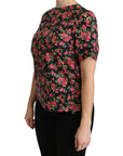 Dolce & Gabbana Elegant Black Floral Crew Neck Top