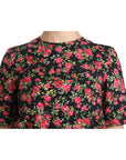 Dolce & Gabbana Elegant Black Floral Crew Neck Top