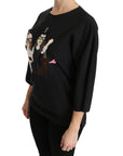 Dolce & Gabbana Elegant Black Silk Stretch Embroidered Top