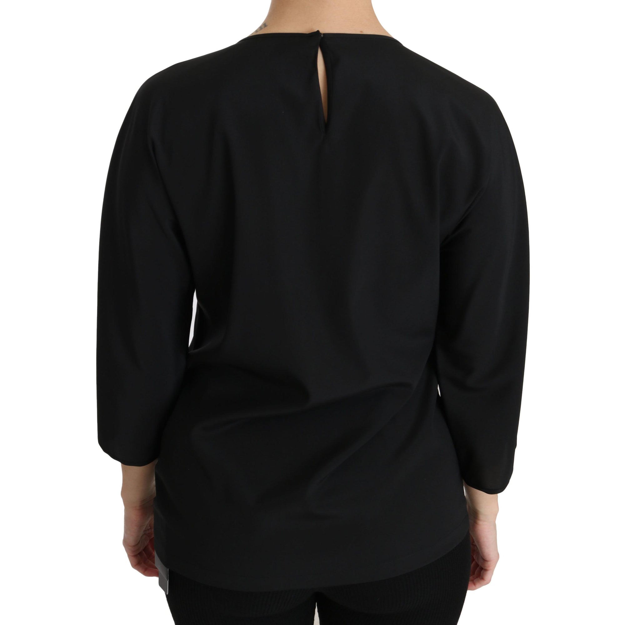 Dolce & Gabbana Elegant Black Silk Stretch Embroidered Top