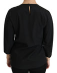 Dolce & Gabbana Elegant Black Silk Stretch Embroidered Top