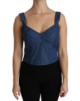 Dolce & Gabbana Elegant Sleeveless Bustier Top in Blue