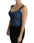 Dolce & Gabbana Elegant Sleeveless Bustier Top in Blue