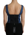 Dolce & Gabbana Elegant Sleeveless Bustier Top in Blue