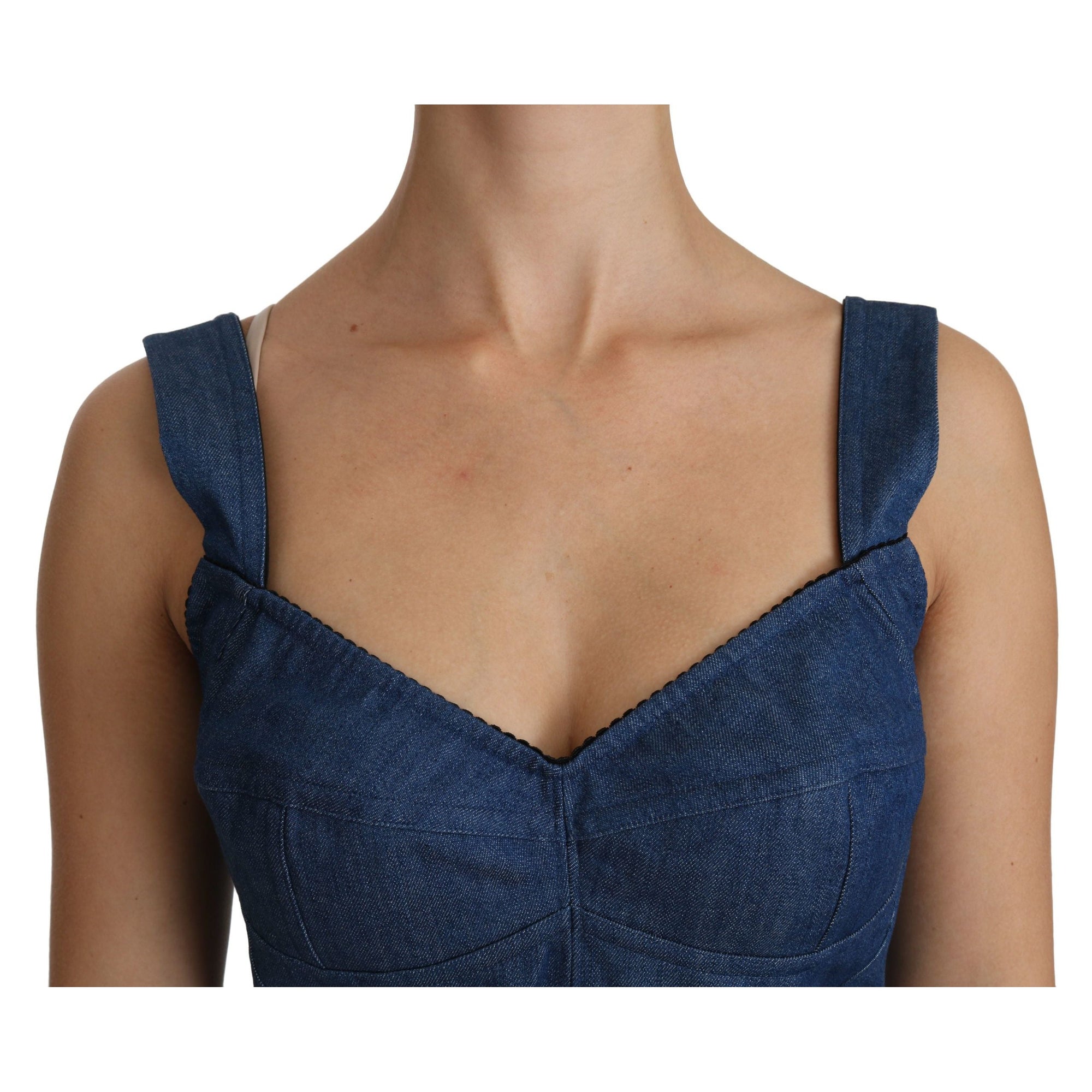 Dolce & Gabbana Elegant Sleeveless Bustier Top in Blue