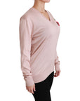 Dolce & Gabbana Pink Floral Silk V-Neck Sweater