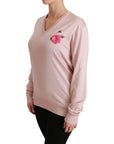 Dolce & Gabbana Pink Floral Silk V-Neck Sweater