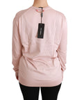 Dolce & Gabbana Pink Floral Silk V-Neck Sweater