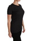 Dolce & Gabbana Chic Black Dotted Crewneck Cotton Tee