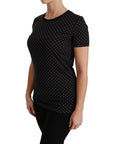 Dolce & Gabbana Chic Black Dotted Crewneck Cotton Tee