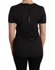 Dolce & Gabbana Chic Black Dotted Crewneck Cotton Tee
