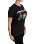 Dolce & Gabbana Black Cotton Crewneck Tee with Unique Print