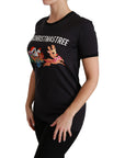 Dolce & Gabbana Black Cotton Crewneck Tee with Unique Print