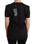 Dolce & Gabbana Black Cotton Crewneck Tee with Unique Print