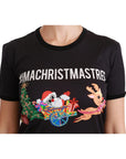 Dolce & Gabbana Black Cotton Crewneck Tee with Unique Print