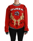 Dolce & Gabbana Radiant Red Sequined Crew Neck Sweater