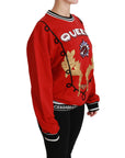 Dolce & Gabbana Radiant Red Sequined Crew Neck Sweater
