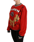 Dolce & Gabbana Radiant Red Sequined Crew Neck Sweater