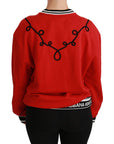 Dolce & Gabbana Radiant Red Sequined Crew Neck Sweater
