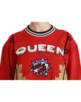 Dolce & Gabbana Radiant Red Sequined Crew Neck Sweater