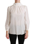 Dolce & Gabbana Elegant White Silk Turtle Neck Blouse