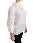 Dolce & Gabbana Elegant White Silk Turtle Neck Blouse